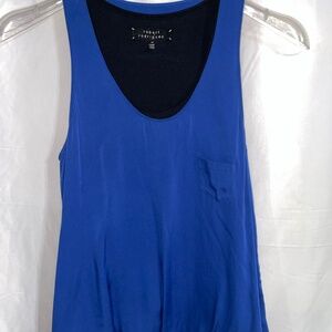 Robert Rodriguez Black Label Womens Silk Layered Tank Top Blue Black Size M